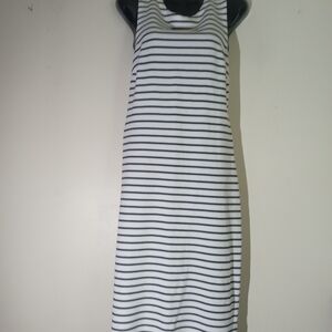 Tommy Hilfiger White and Navy Striped Sleeveless Maxi Dress